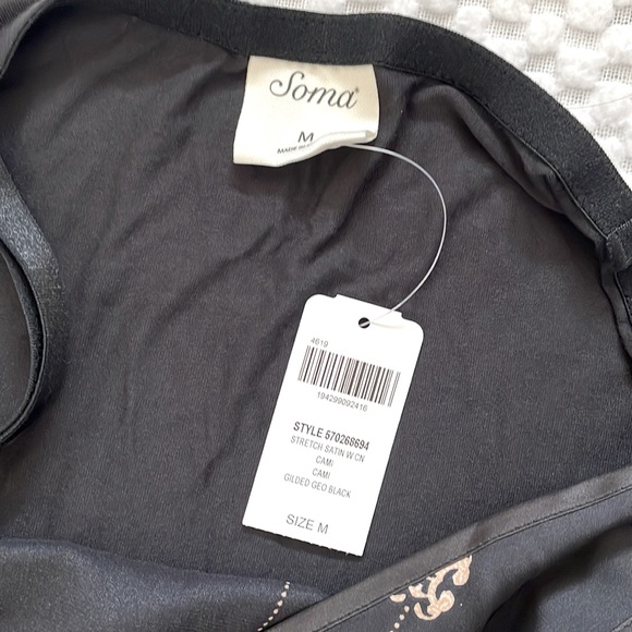 NWT Soma black & tan print satiny camisole - Picture 3 of 4